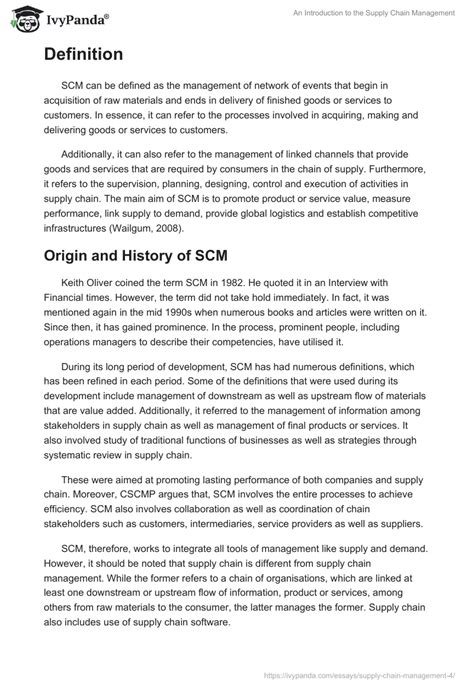 An Introduction to the Supply Chain Management - 3659 Words | Research Paper Example