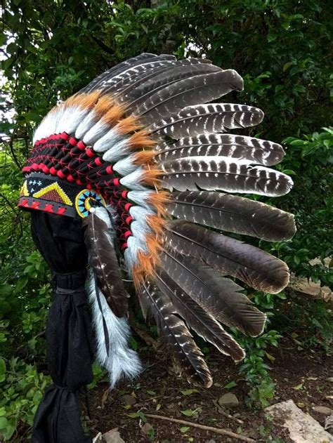 Turkey Feather Headdress Chief Indian Style Indian Headdress | Etsy ...