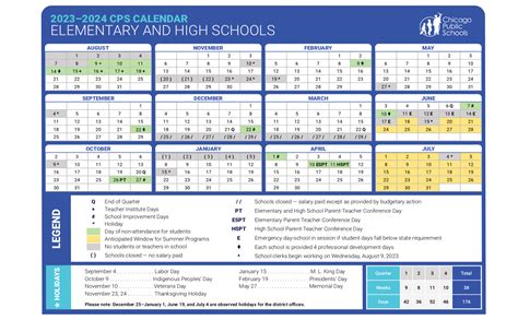 Chicago Public Schools District Calendar