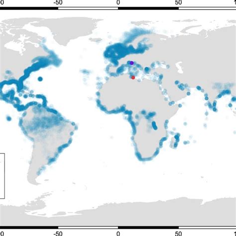 Geographic distribution of Clupeiformes species used in this study Blue... | Download Scientific ...