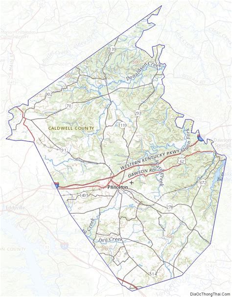 Map of Caldwell County, Kentucky - Địa Ốc Thông Thái