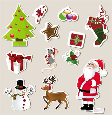 free vector Christmas stickers element 01 vector | Christmas stickers ...