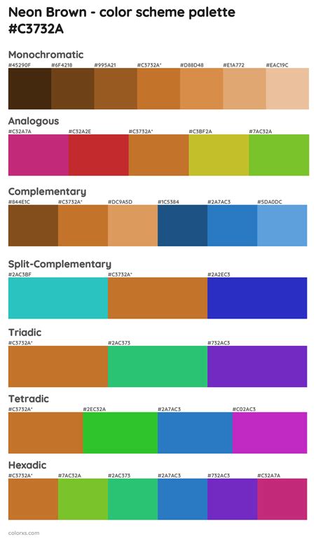 Neon Brown color palettes - colorxs.com