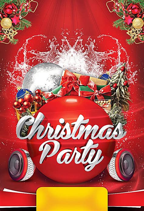 Free Christmas, Tree, Red Background Images, Christmas Party Poster ...