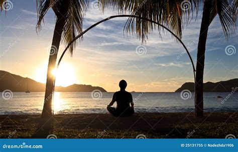 Meditation on sunset stock image. Image of nature, center - 25131755