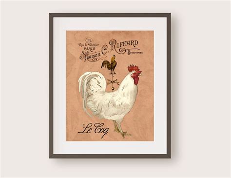 French Country Art Rooster Print Modern Farmhouse Decor - Etsy