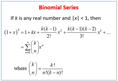 Binomial Series (examples, solutions, videos)