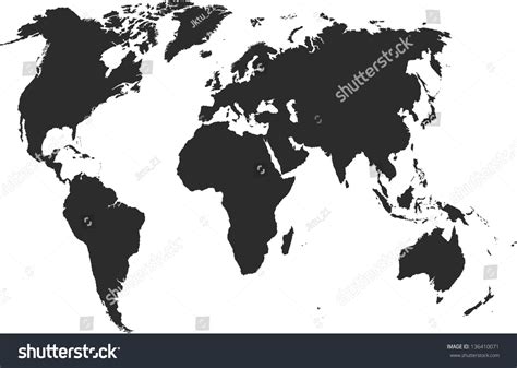 Vector Black Silhouette World Map Stock Vector (Royalty Free) 136410071 | Shutterstock