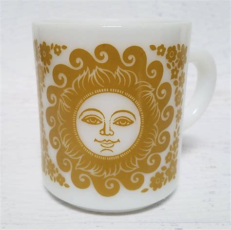 Vintage Mustard Yellow Sleeping and Awake Suns Milk Glass | Etsy | Milk glass, Glass coffee mugs ...