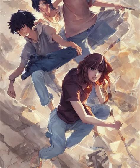 percy jackson and annabeth chase, shinkai makoto | Stable Diffusion ...