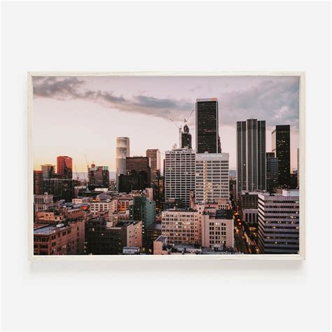 Los Angeles Skyline, LA Sunset Print, LA Skyline Wall Art, Horizontal ...