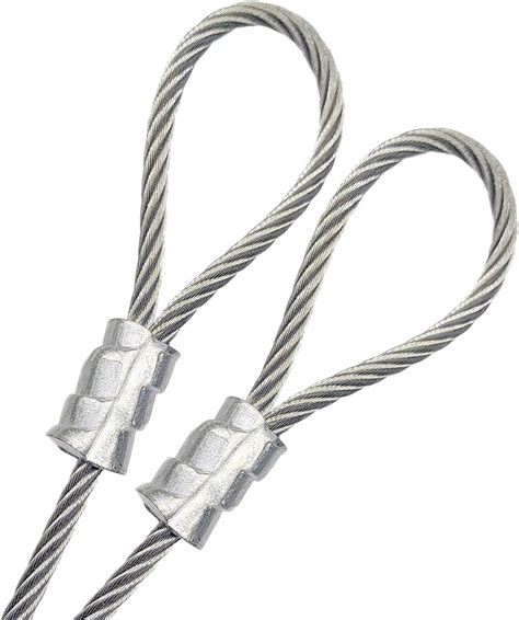 1/4 Vinyl Coated Galvanized Steel Cable with Looped Ends PSI 3/16 Core Diameter 7x19 Braids 4 ...