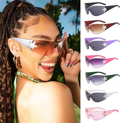 Y2K Sunglasses for Women Men Sports Sun Glasses Wrap Around Shades Eyewear | eBay