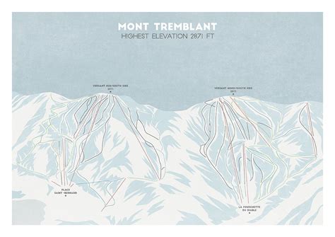 Mont Tremblant Ski Map Quebec Ski Map Ski Art Snowboard | Etsy