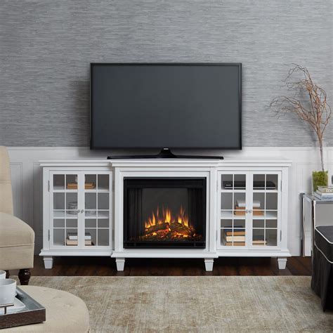 Real Flame Marlowe 70 in. Freestanding Electric Fireplace TV Stand in White-2770E-W - The Home Depot