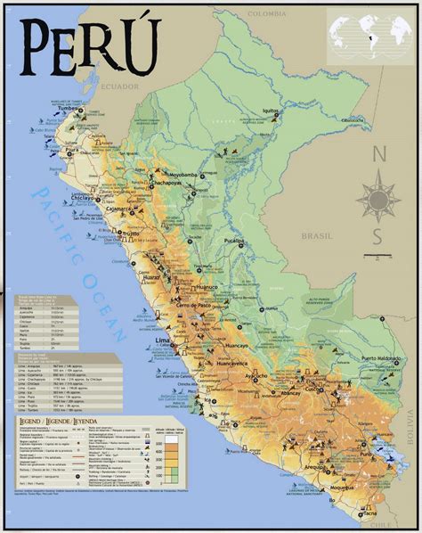 Large tourist map of Peru | Peru | South America | Mapsland | Maps of ...