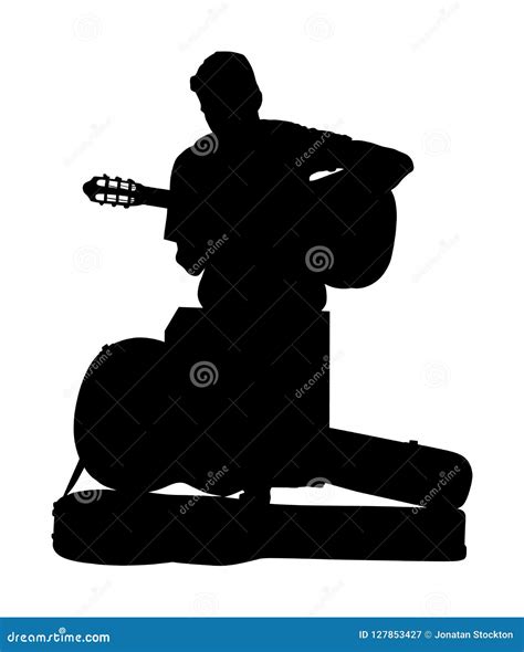 Guitarist Vector Silhouette Illustration Isolated on White Background ...