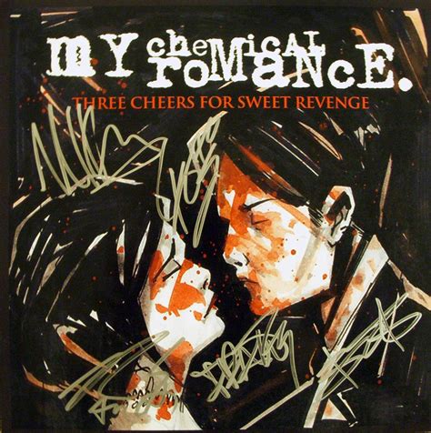 My Chemical Romance band reprint signed autographed Three Cheers For Sweet Revenge 12x12 album ...