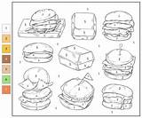 Color By Number Cheeseburger coloring Page  Free Printable Coloring Pages sketch template