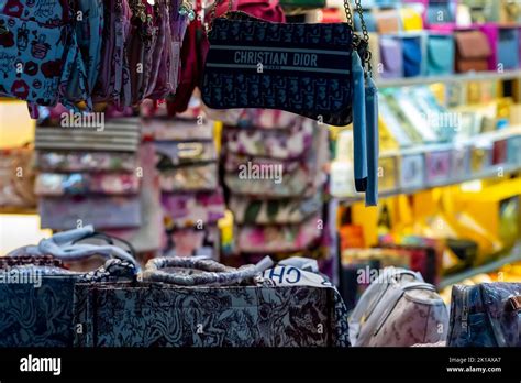 Handbags,Rucksacks and Purses for sale at Petaling Street night market, Chinatown, Kuala Lumpur ...