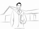 Businessmen Real Estate Agent Coloring Page For Kids  Free sketch template