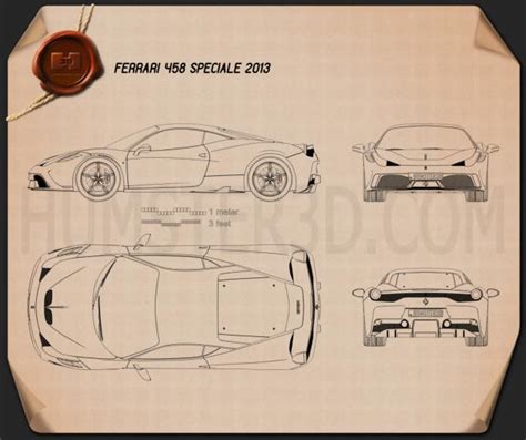 Ferrari 458 Speciale 2013 Blueprint - Hum3D