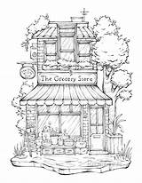Storefronts Coloring Printables Building Shops Procreate Letter  sketch template