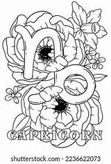 Capricorn Zodiac Sign Coloring Pages Stock Illustration 2236622073  sketch template