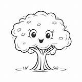 Cute Cartoon Smiling Tree Coloring Page Outline Sketch Drawing Vector  sketch template