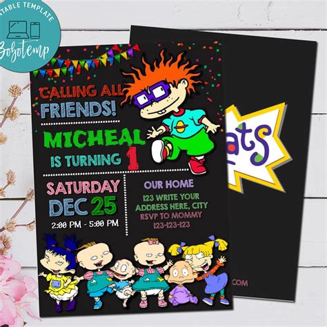 Editable Tommy Rugrats First Birthday Invitation Instant Download ...