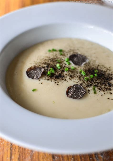 Celeriac & potato soup with truffle & leek ash Ash Recipe, Truffle Recipe, Potato Chowder Soup ...