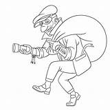 Premium Vector  Funny thief People Professions Cartoon coloring Book sketch template