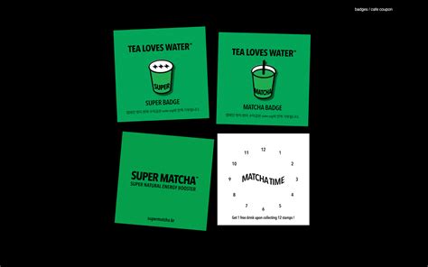 three green business cards with the words tea loves water and super match written on them