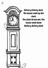 Hickory Dickory Dock Coloring And Make A Mouse Cut Stick  TPT sketch template