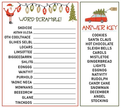 Christmas Word Scramble Printable Game