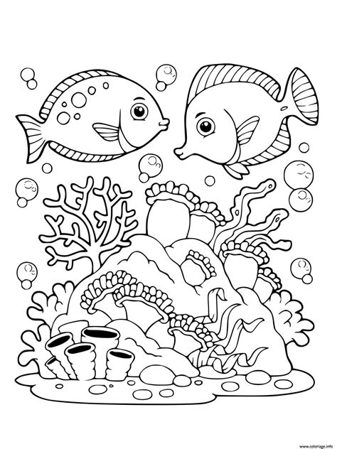 Coloriage poissons dans la mer - JeColorie.com