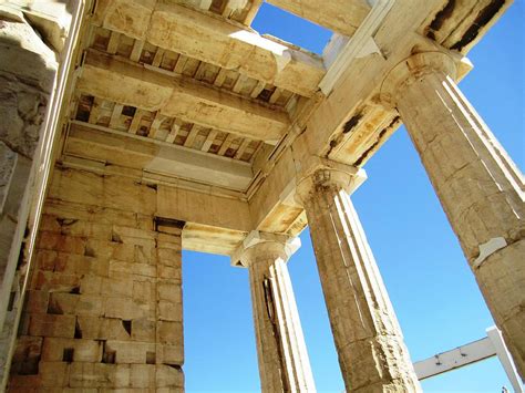 Interior Architecture Of Acropolis Parthenon Tall Columns And High ...