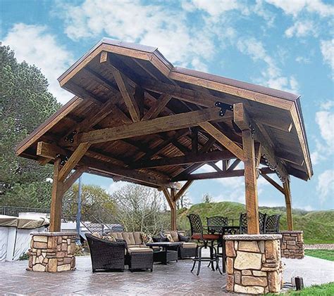 Wood Pavilions, Custom Wood Post and Beam Pavilions, Picnic Shelters | Barn beams, Outdoor ...