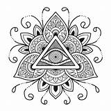 Premium Vector  Third eye mandala Design coloring Book Or T Shirt Print sketch template