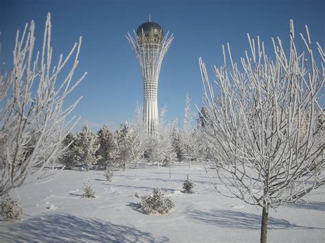 Astana Bayterik Tower winter | Damian Breeze | Flickr