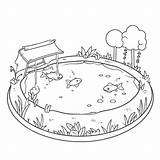 Pond Coloring Pages Black And White Drawing Free sketch template