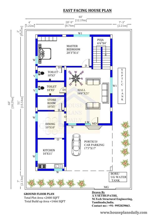 40x60 east facing home Vastu plan - House Designs and Plans | PDF Books