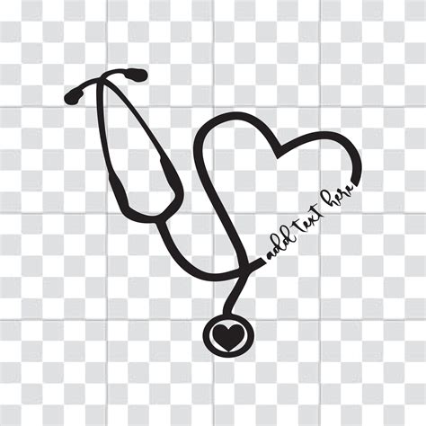 Black Heart Stethoscope SVG