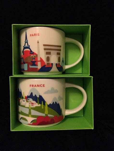 Starbucks Paris France YAH Mug Set Wine Eiffel Tower Baguette Cup You ...