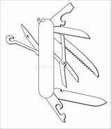 Swiss Knife Vector Line Art Stock Illustration  Of sketch template
