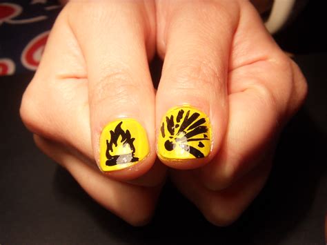Hazard! Freehand Nail Art | Black and yellow hazard symbols,… | Flickr