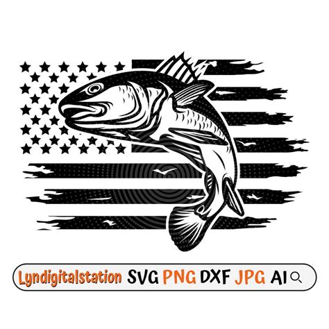 US Red Drum Fish Svg Fishing Clipart River Fishing Cut File Angling ...