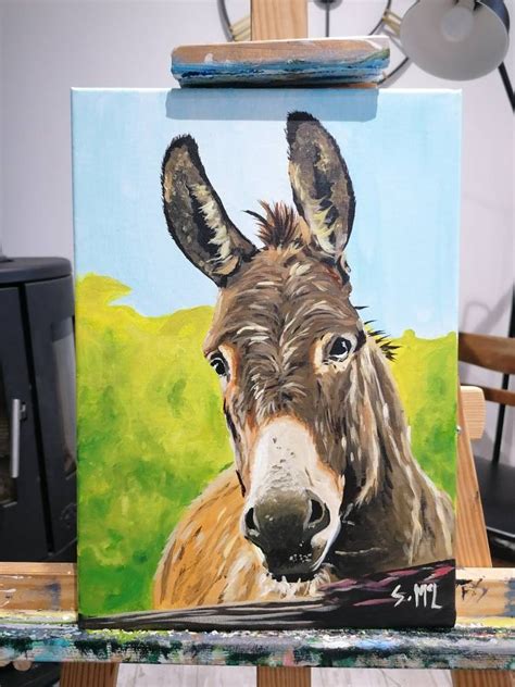 Acrylic donkey painting. Canvas donkey. Donkey art. Donkey | Etsy