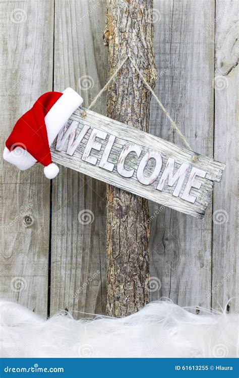 Christmas welcome sign stock image. Image of plank, cottage - 61613255