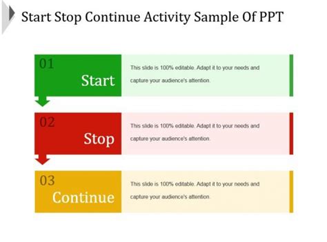 Start Stop Continue Activity Sample Of Ppt | PowerPoint Slide Template | Presentation Templates ...